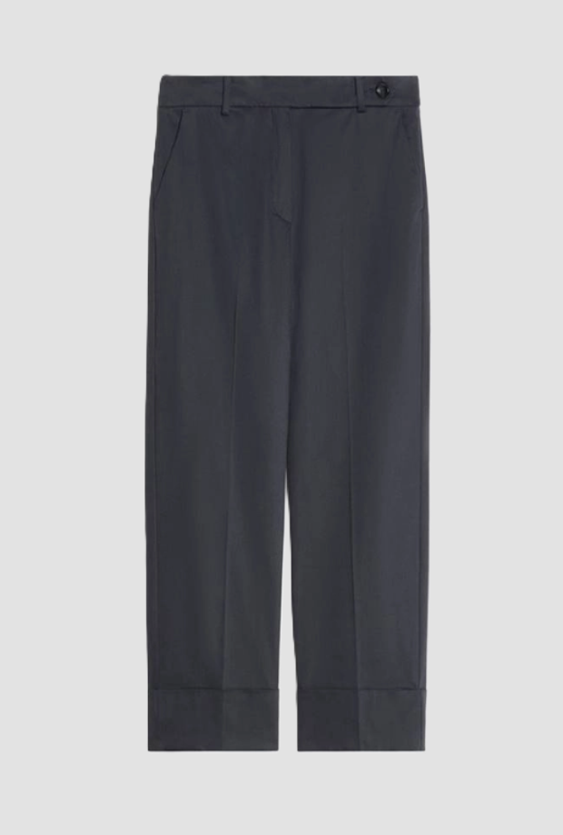 Women's Blue Cotton Satin Pants