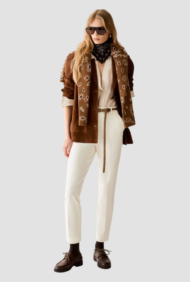 knit jacquard pattern paisley woman tobacco