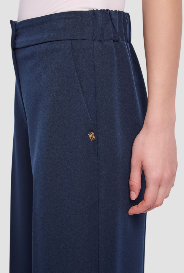 pantalones cropped con risvolto donna azul