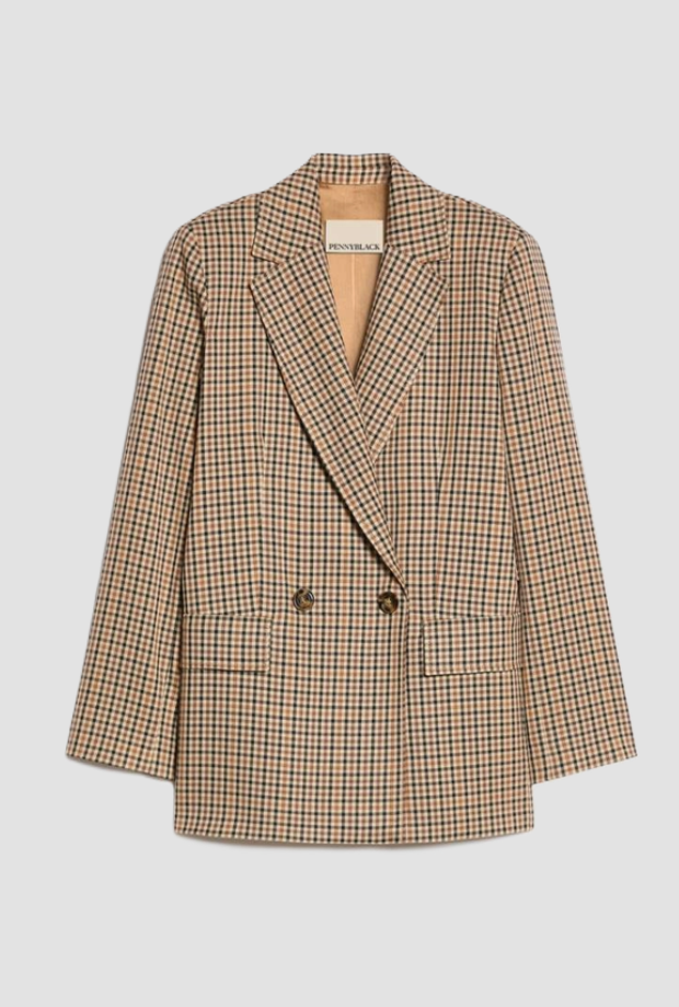 double-breasted jacket woman camel