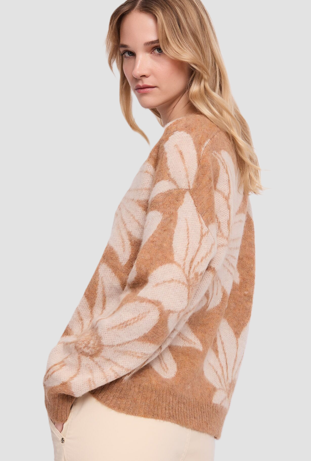 malla con v-neck lana biscuit mujer