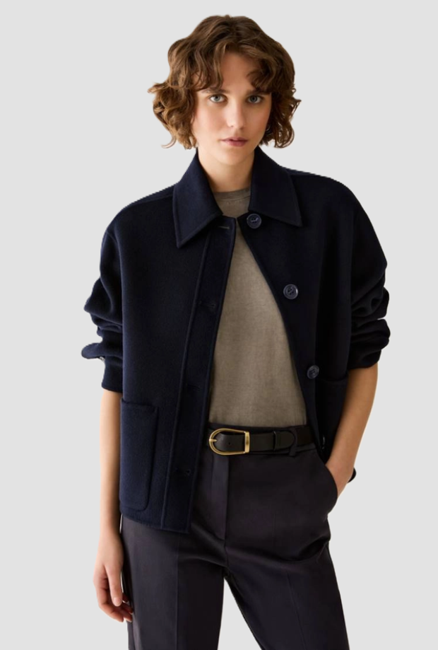 over-shirt jack met knopen vrouw blauw