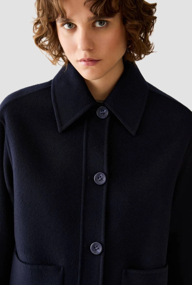 over-shirt jack met knopen vrouw blauw