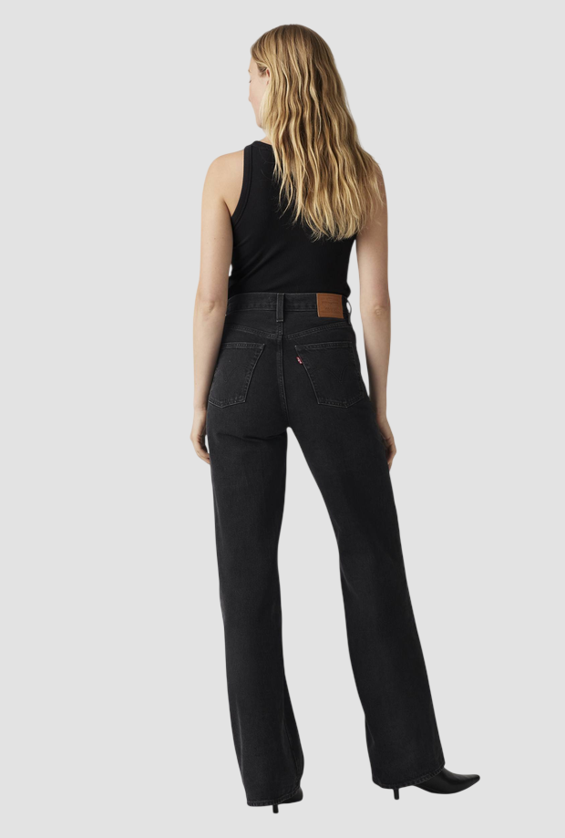 vaqueros ancho pierna mujer negro