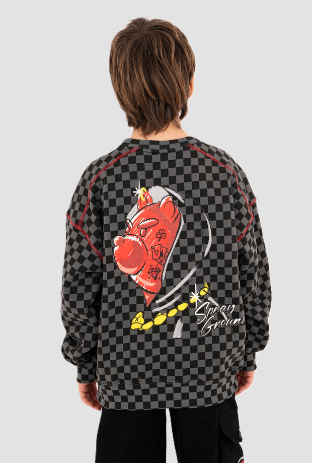 Camiseta de cuello redondo con gráficos traseros niño gris-negro