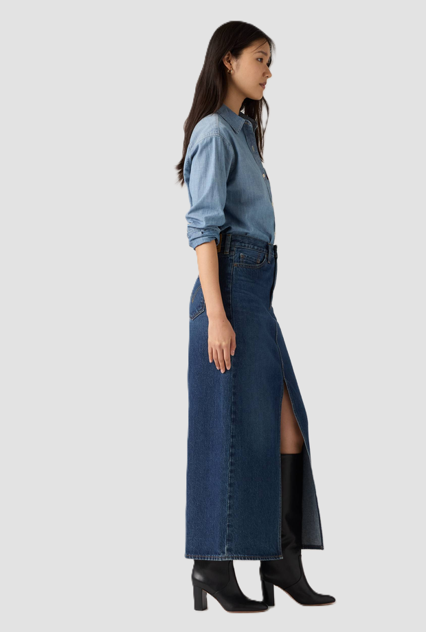 Denim rok met medium blauwe vrouw spade