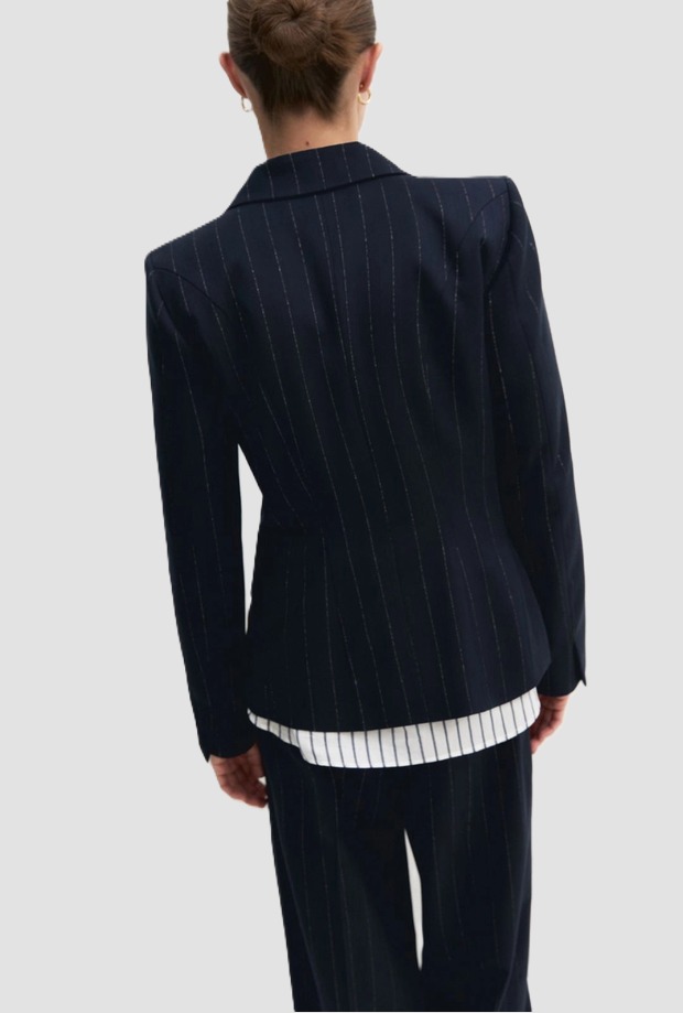 giacca in gessato donna navy blue