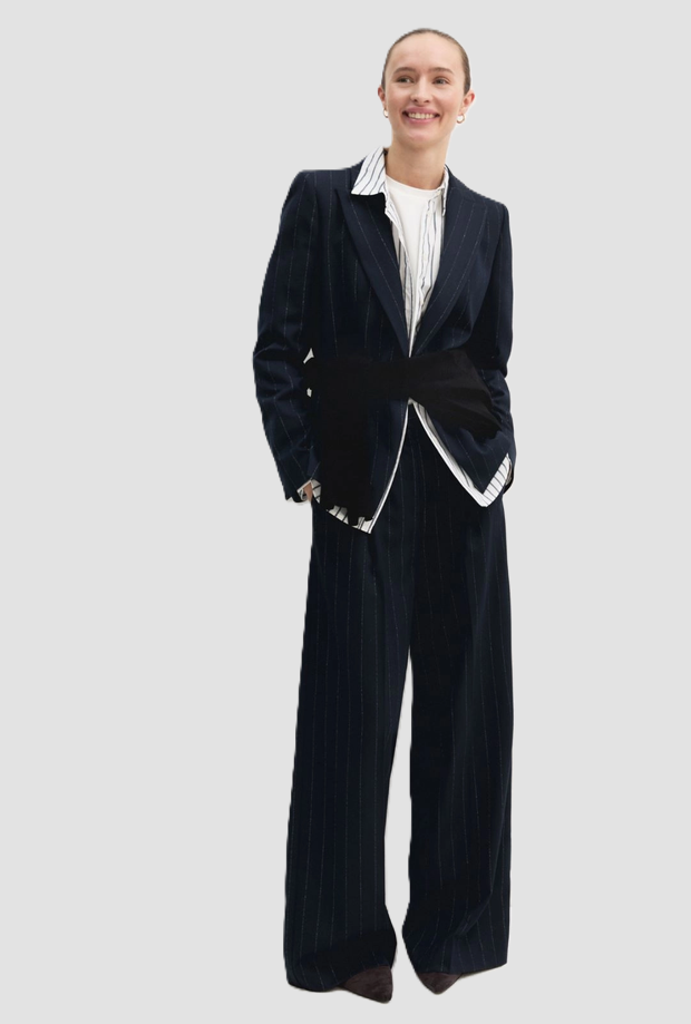 giacca in gessato donna navy blue