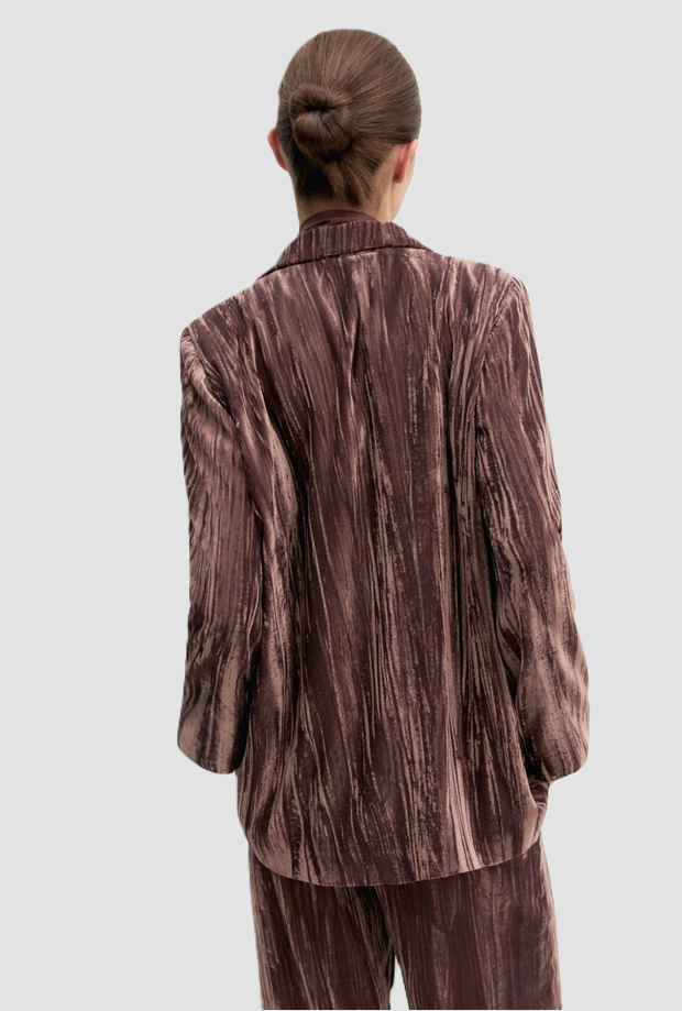 veste en velours brun à un seul sein