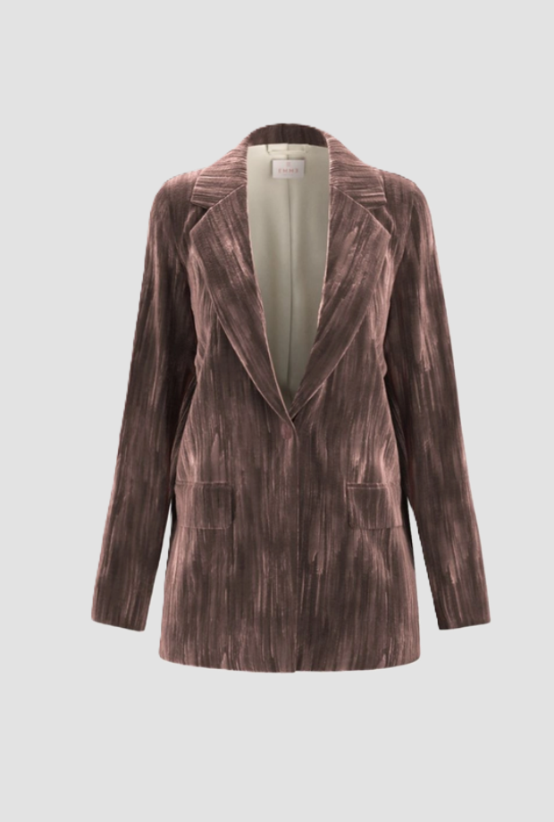 veste en velours brun à un seul sein