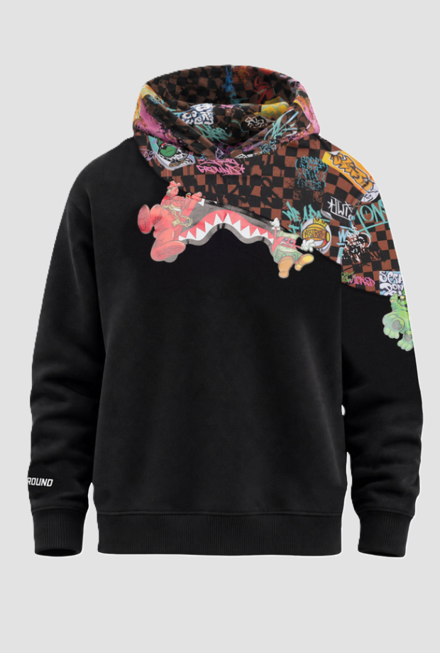 capuche et rayures bébé noir