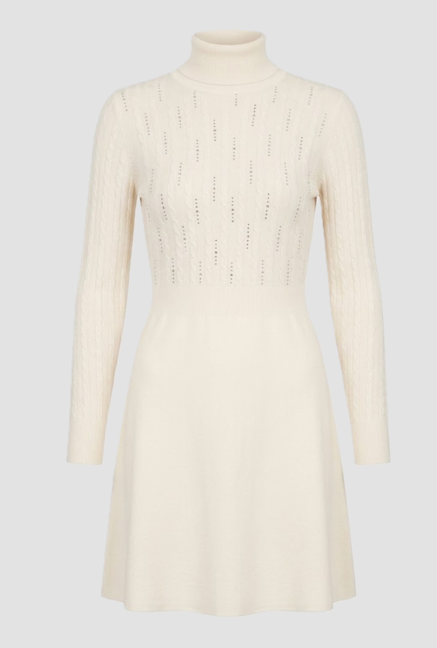 abito in maglia con strass donna panna