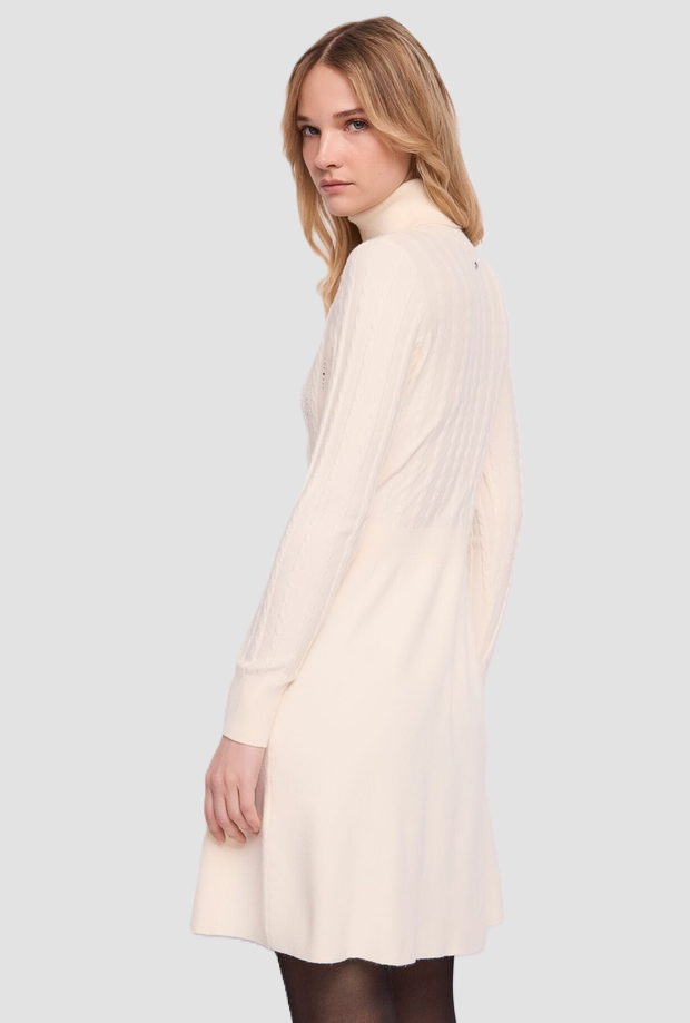 abito in maglia con strass donna panna