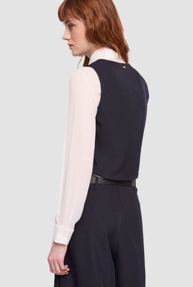 gilet avec boutons bijoux bleu foncé