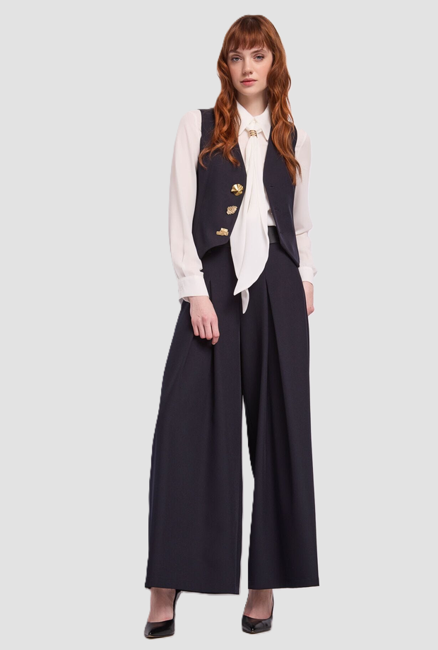 gilet avec boutons bijoux bleu foncé