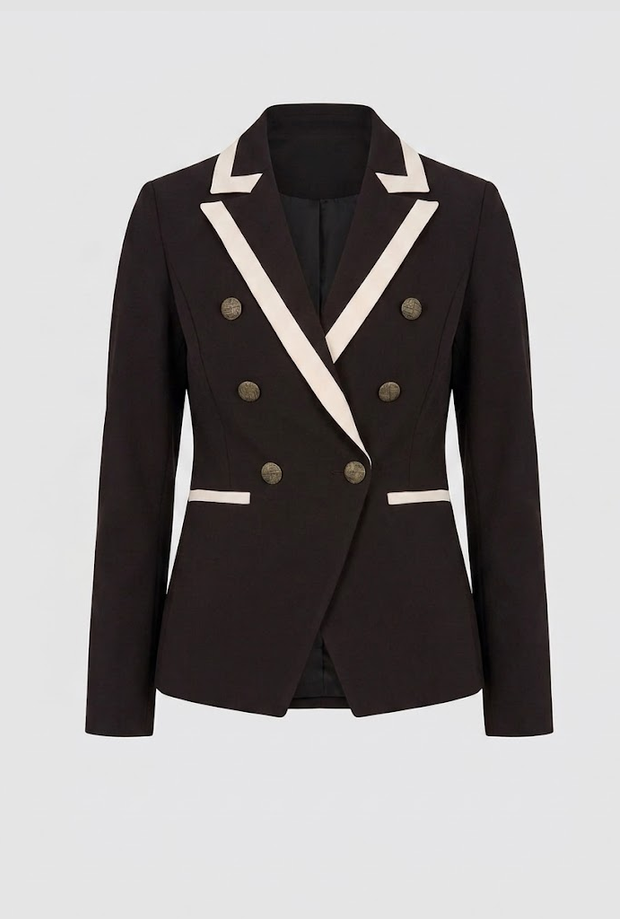 Chaqueta doble con perfiles de mujer negra contrastantes