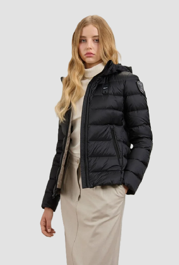 piumino charme donna nero-beige