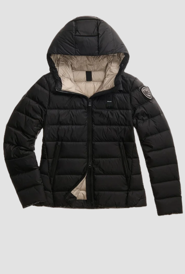 piumino charme donna nero-beige