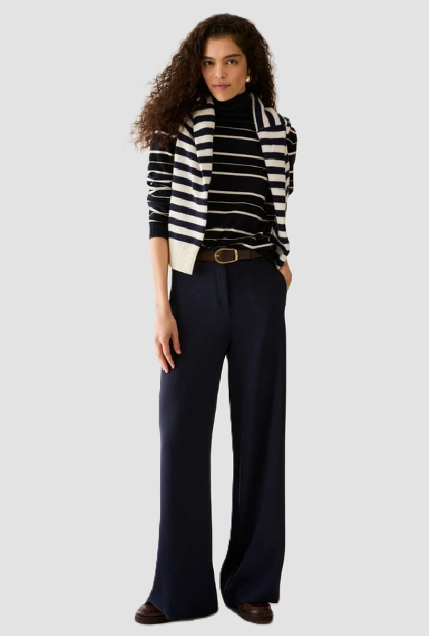 cortos ancho pierna mujer azul