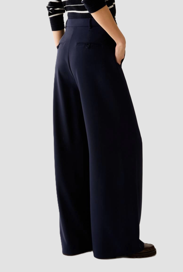 cortos ancho pierna mujer azul