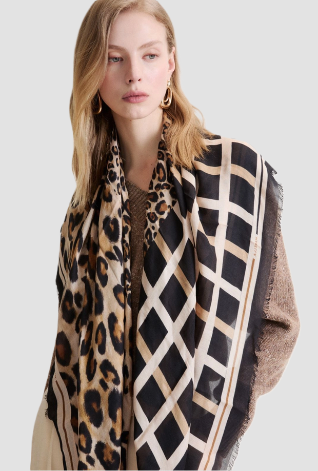 scialle con stampa animalier donna