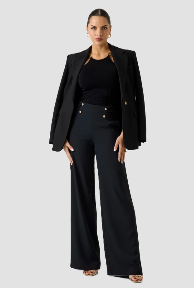 trousers wide leg woman black
