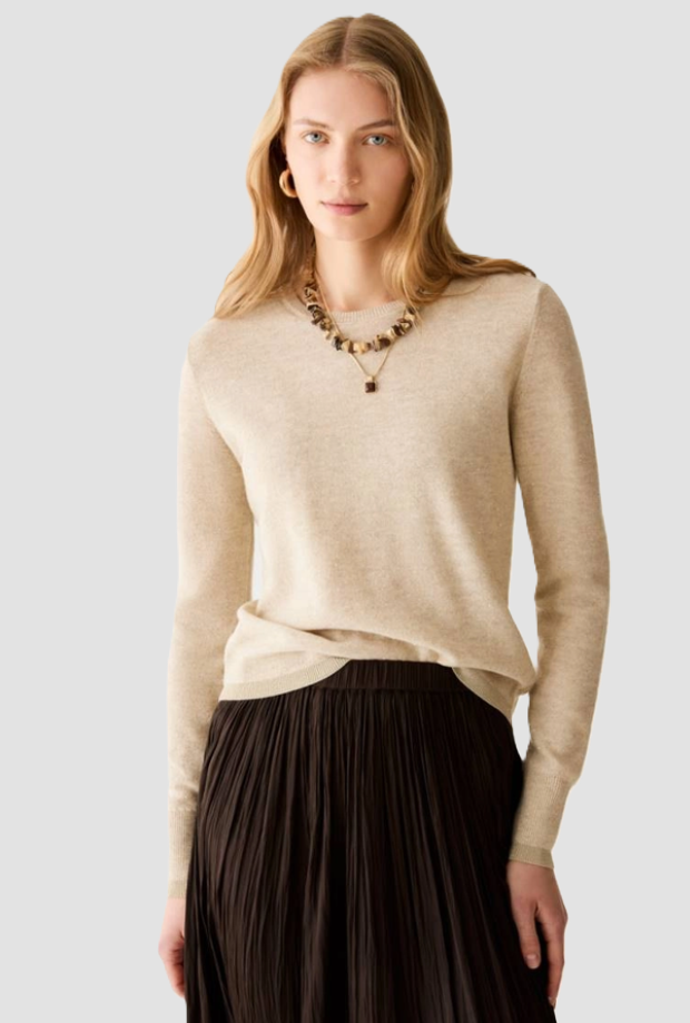 gaas met micro-paillettes vrouw beige