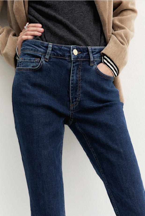 vaqueros flare mujer azul