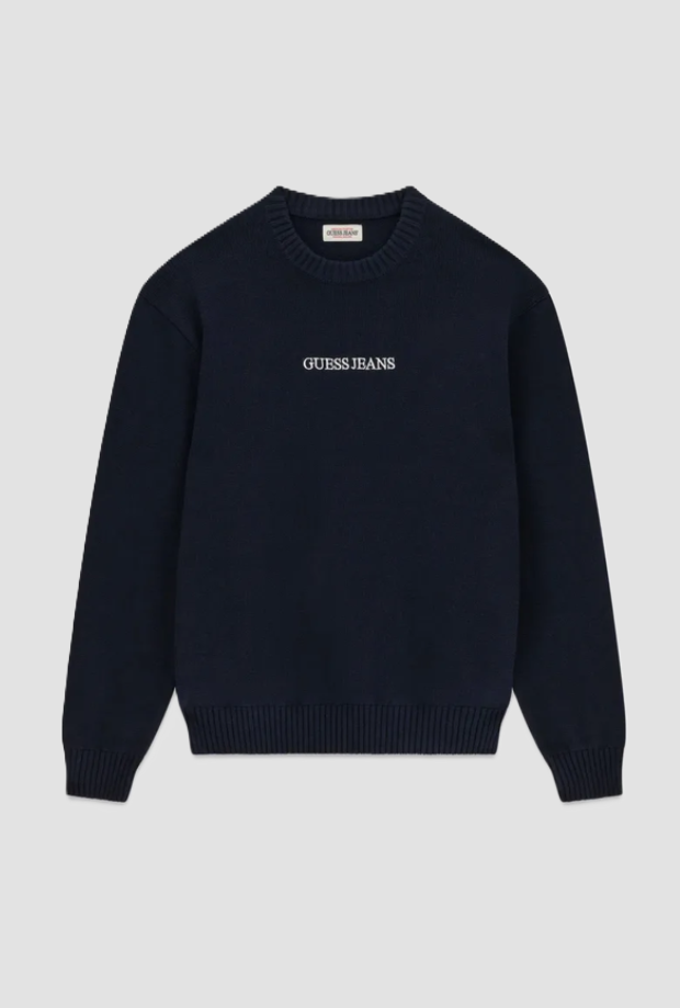 bleu homme brodé pull