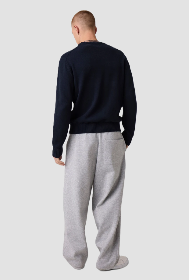 bleu homme brodé pull