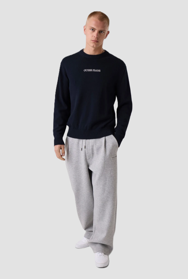 bleu homme brodé pull