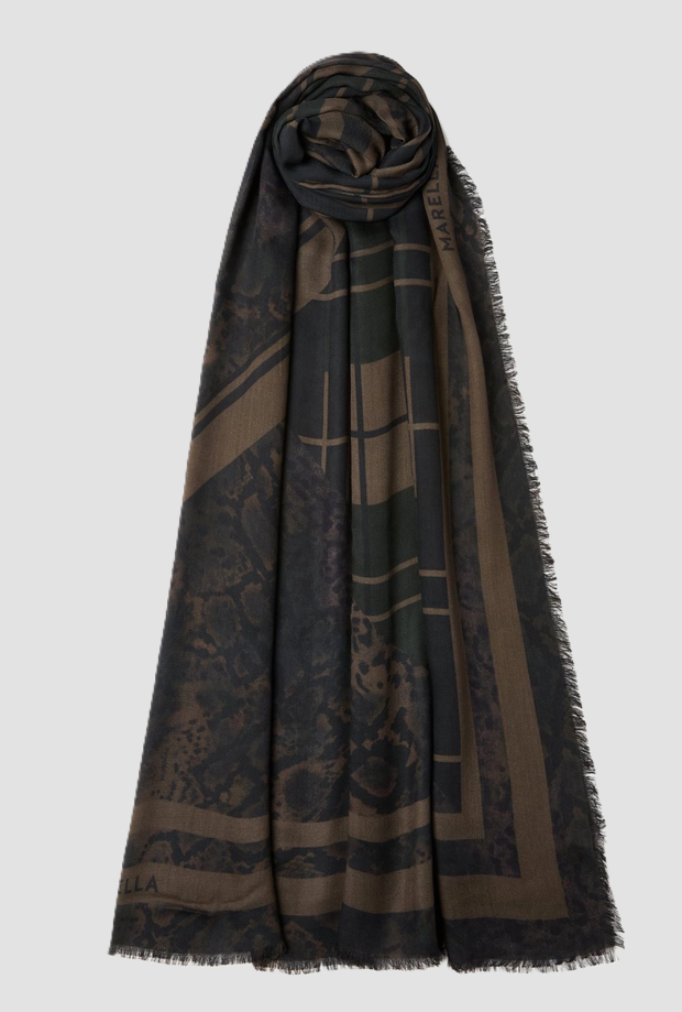 scialle in twill con stampe donna naturale