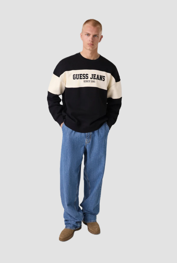 sweat-shirt avec ligne horizontale homme noir