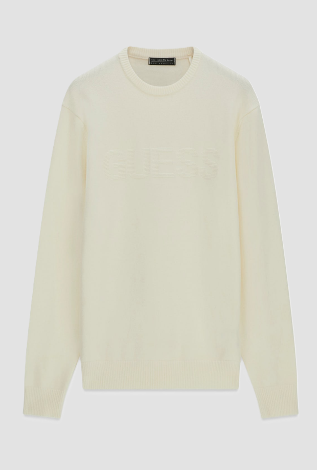 suéter de cuello de hombre beige