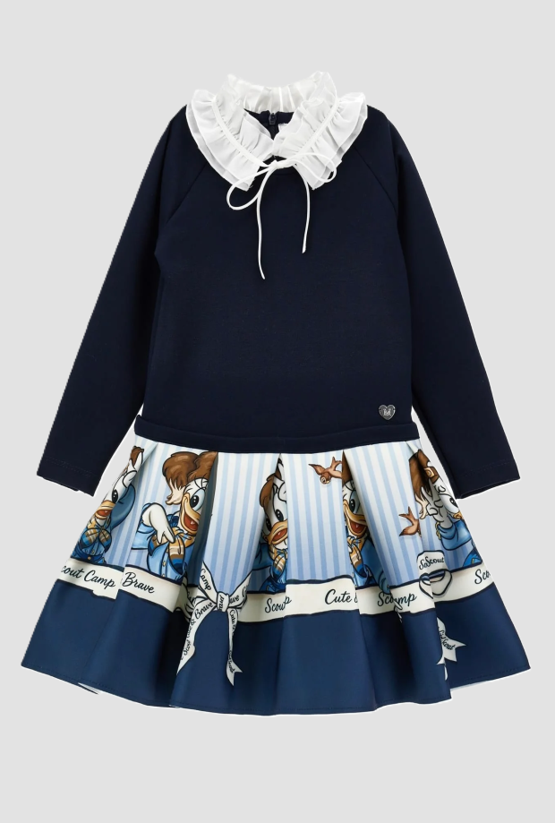 vestido con pato de impresión azul