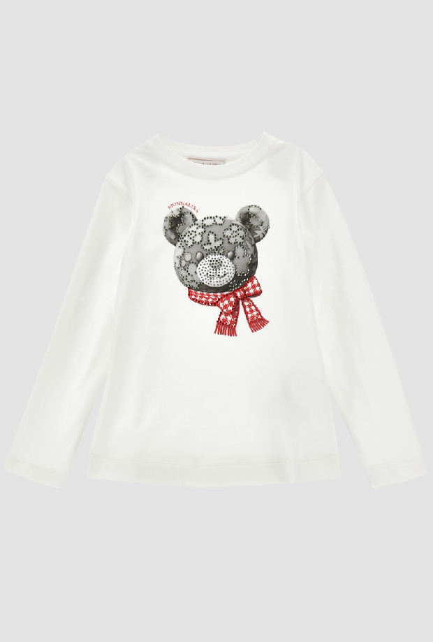 t-shirt con orso bambina panna
