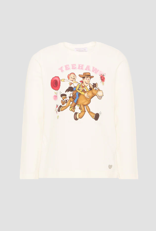 t-shirt con stampa bambina panna