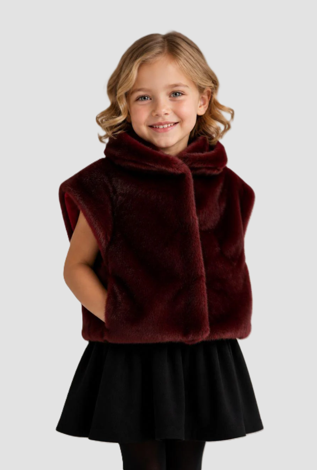 gilet avec capuche en écopellicia bébé prune