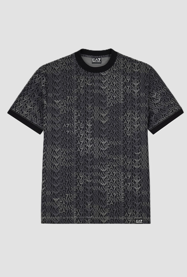 t-shirt con monogramma uomo nero