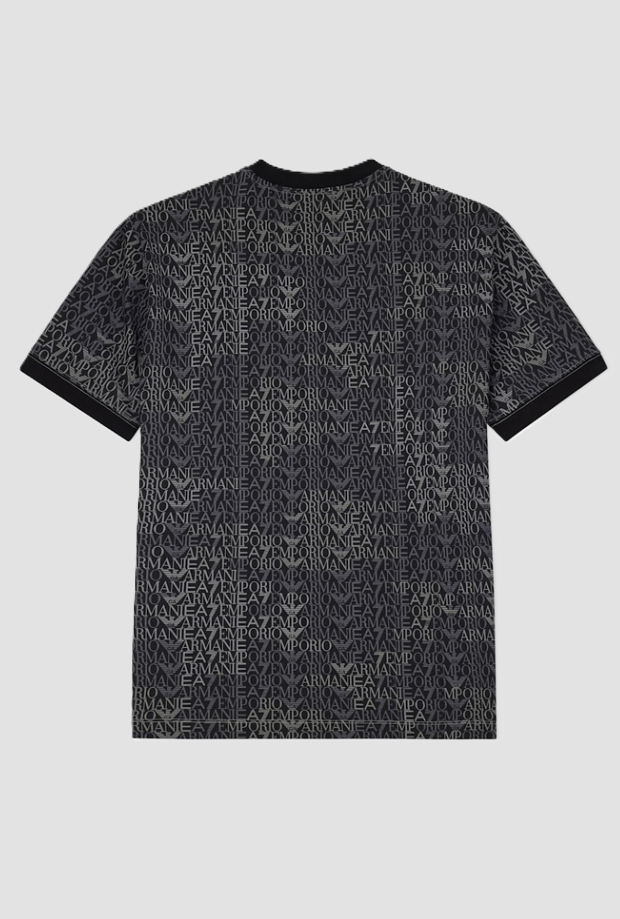 t-shirt con monogramma uomo nero