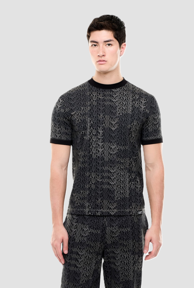 t-shirt con monogramma uomo nero
