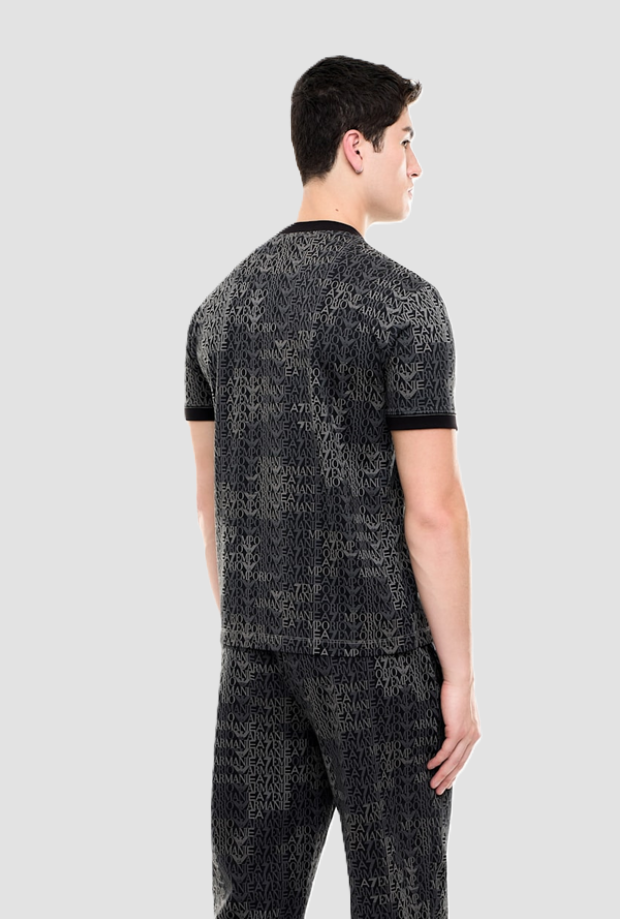 t-shirt con monogramma uomo nero