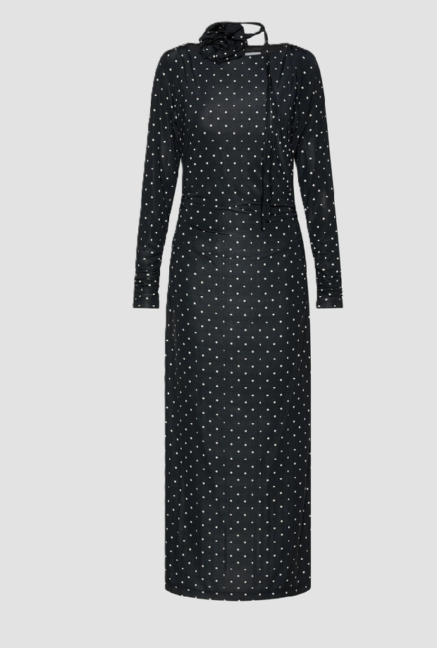 zwarte polka stip jurk