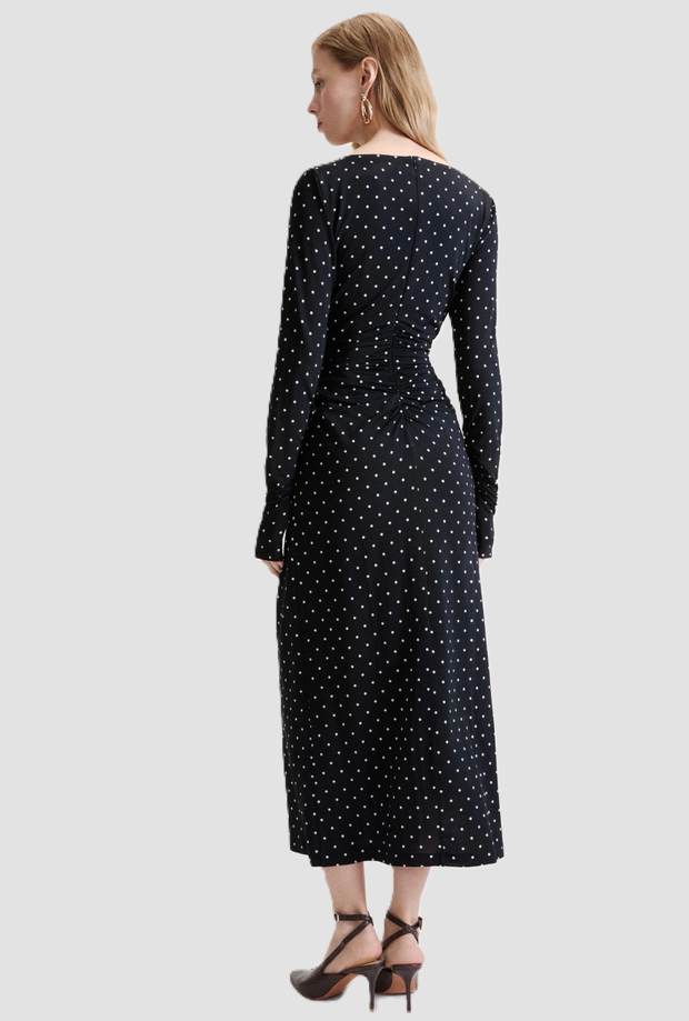zwarte polka stip jurk