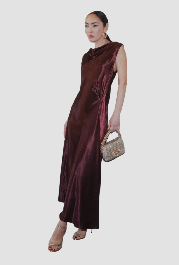 robe en satin femme bourgogne
