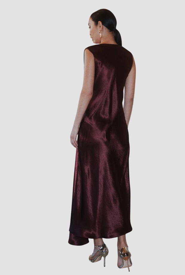 robe en satin femme bourgogne