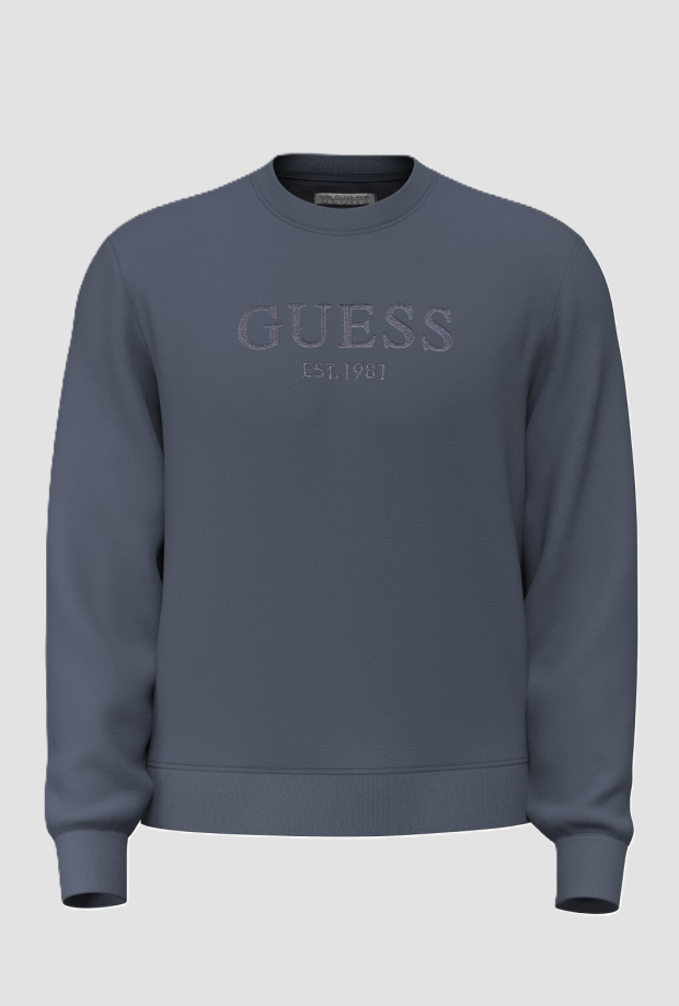 Camiseta Crewneck con logo hombre azul