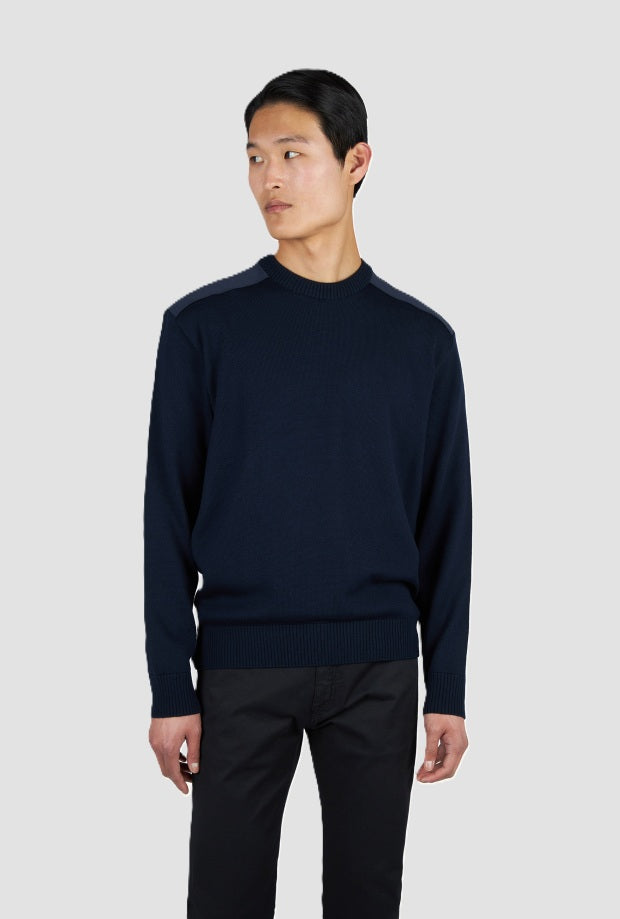 mesh in wool with inserts man blue