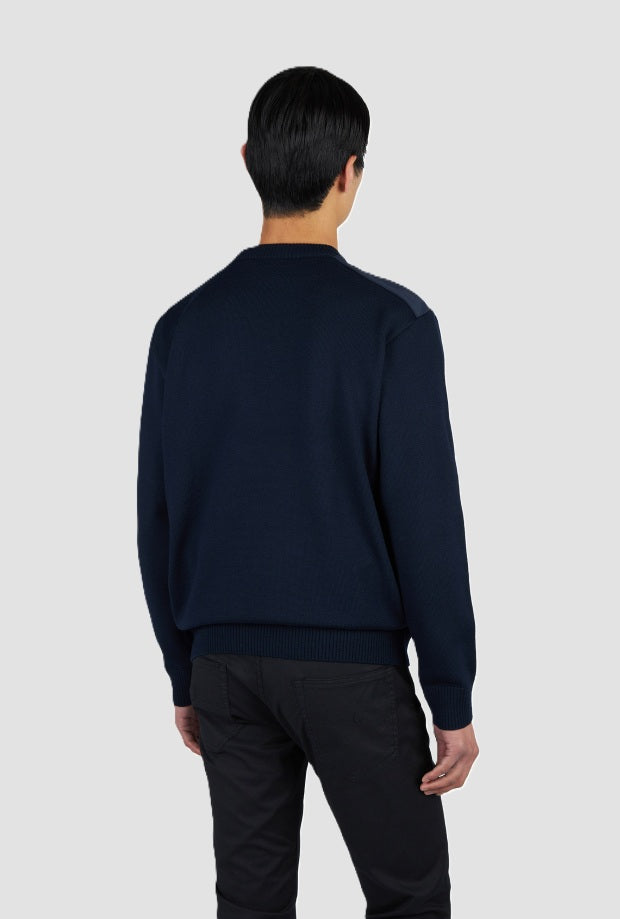 mesh in wool with inserts man blue