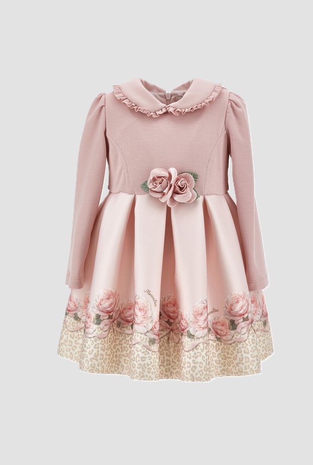 abito con applicazione floreale bambina rosa